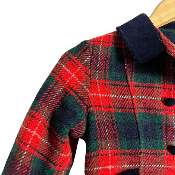 Vintage Rothschild of Philadelphia Red Plaid Girls Double Breasted Coat 4T - Picture 3 of 12